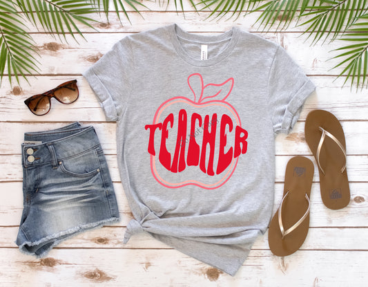 Teacher Apple red  -DTF