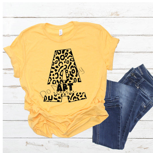 School single color leopard art teacher-DTF