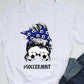 Messy bun soccer aunt blue bandana-DTF
