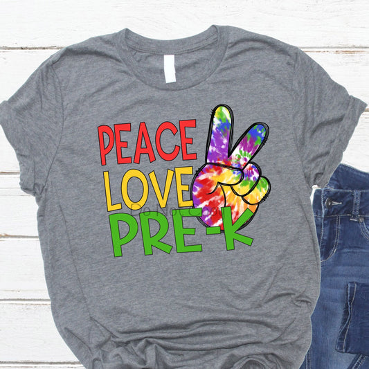 Peace love Pre K-DTF