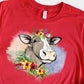 Tropical cow flowers red yellow-DTF