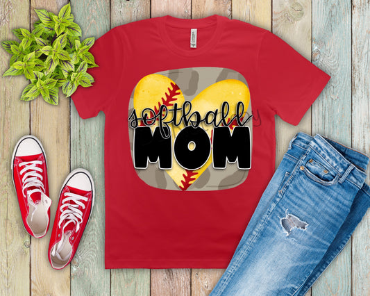Softball mom heart-DTF