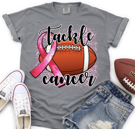 Tackle cancer pink ribbon football-DTF