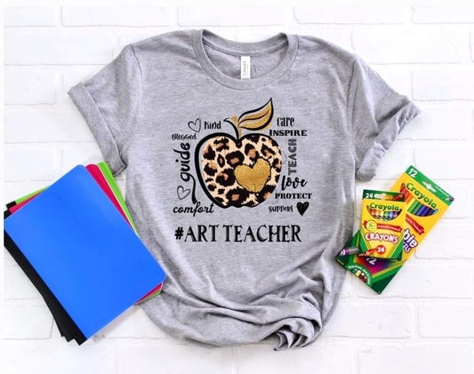 Art teacher leopard apple-DTF