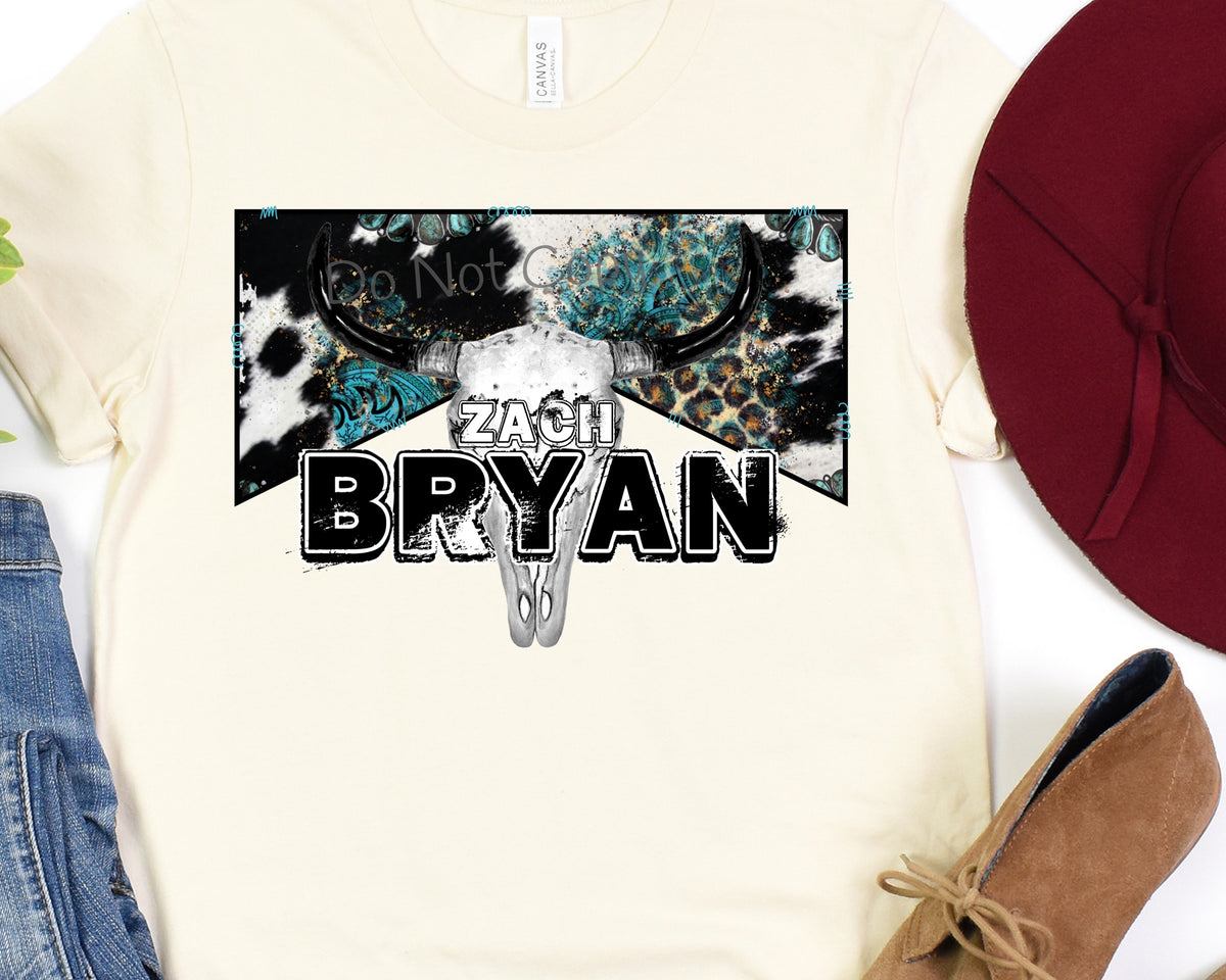 Zach Bryan bullhead cow leopard-DTF