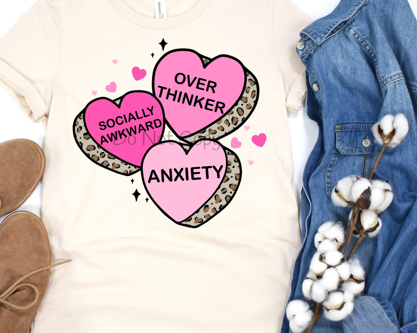 Over thinker socially awkward anxiety hearts-DTF