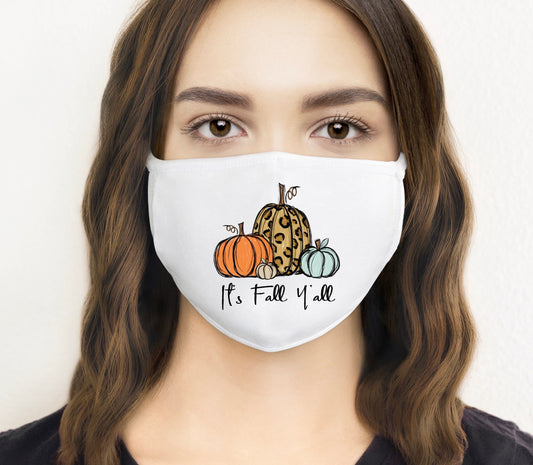 It’s fall y’all pumpkins mask/pocket/hat 3.5”-Screen Print