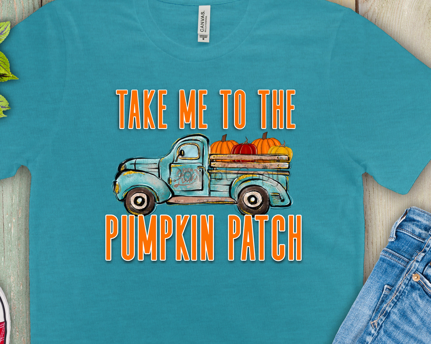 Take me to the pumpkin patch blue truck-DTF