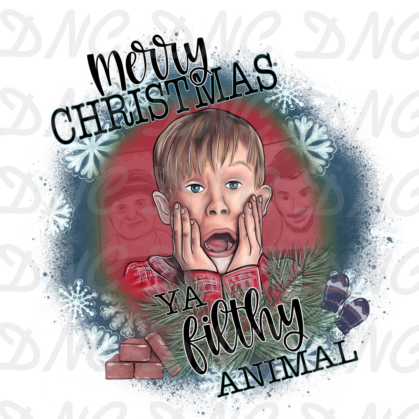 Merry Christmas ya filthy animal snowflakes background - Sublimation