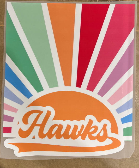 Sports-Hawks colorful sunburst 11”-DTF RTS