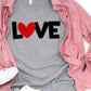 Love black red heart stitched -DTF