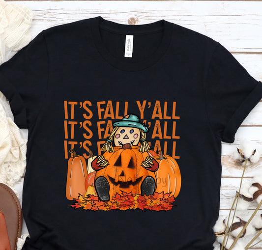 It’s fall y’all scarecrow hug pumpkin-DTF