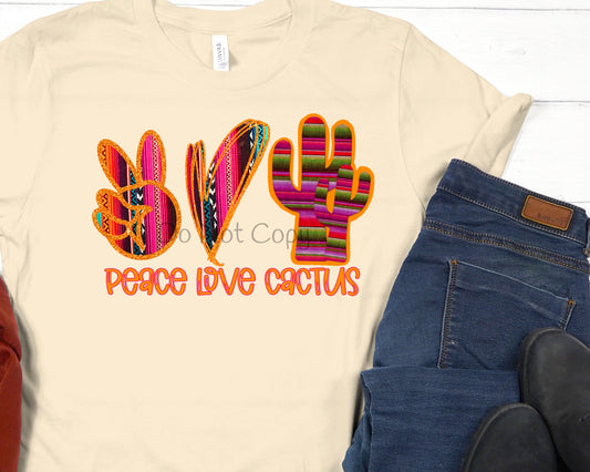 Peace love cactus orange serape- DTF