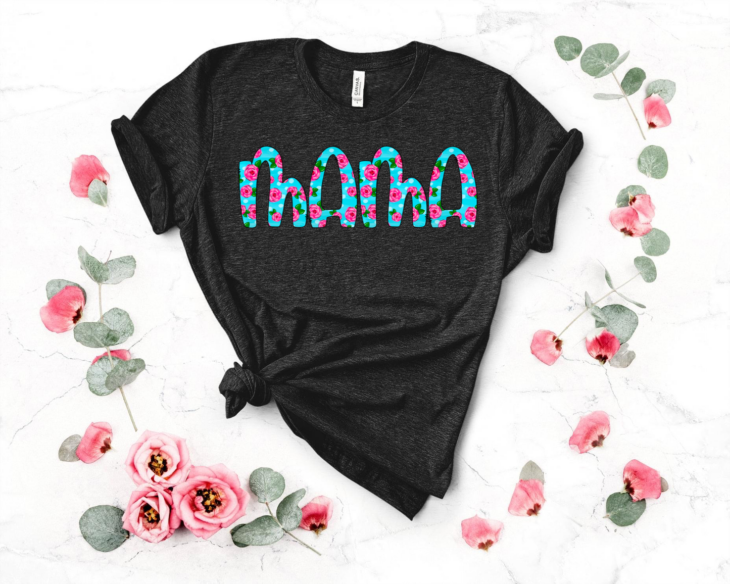 Mama pink turquoise floral-DTF