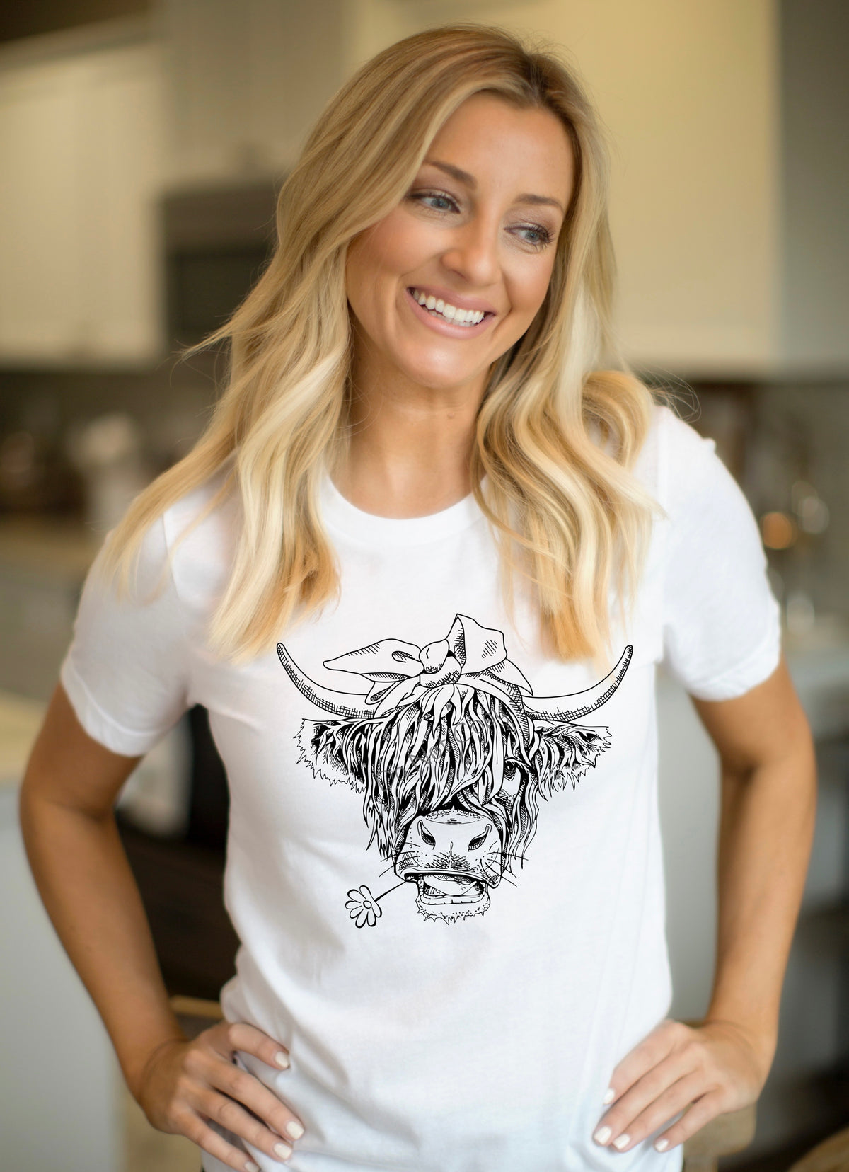 Highland cow with flower  - DTF