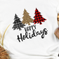 Happy holidays trees with snow-DTF
