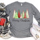 Merry Christmas trees red green red trim around trees-DTF